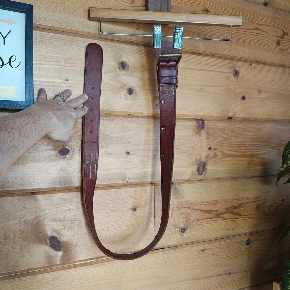 Polo Ralph Lauren NWT Vintage Y2K Brown Leather Belt Single Prong Wide Rare HTF